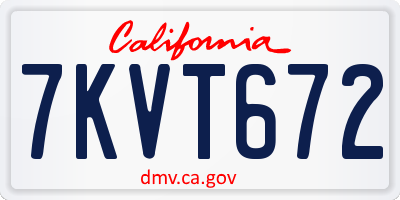 CA license plate 7KVT672
