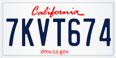 CA license plate 7KVT674