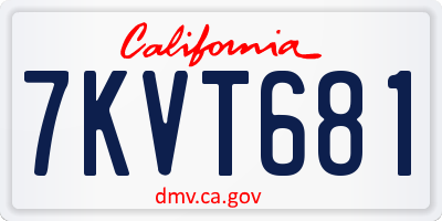 CA license plate 7KVT681