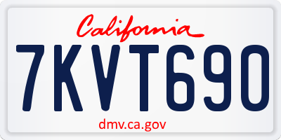 CA license plate 7KVT690