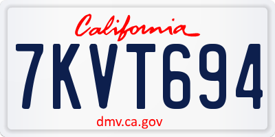 CA license plate 7KVT694