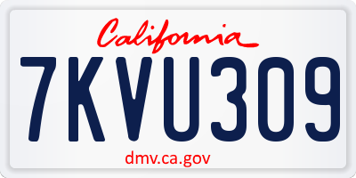 CA license plate 7KVU309