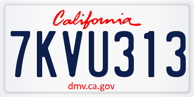 CA license plate 7KVU313