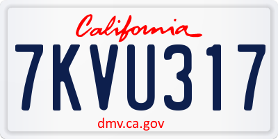 CA license plate 7KVU317