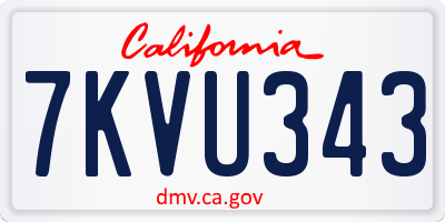 CA license plate 7KVU343