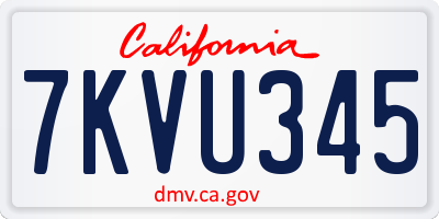CA license plate 7KVU345