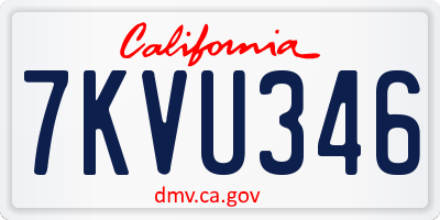 CA license plate 7KVU346