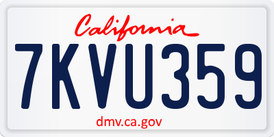 CA license plate 7KVU359