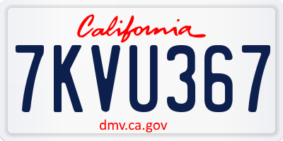CA license plate 7KVU367