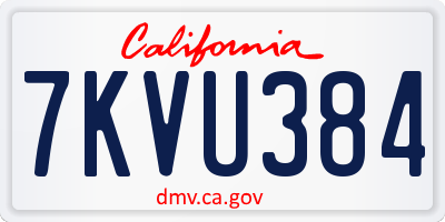 CA license plate 7KVU384