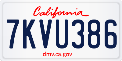 CA license plate 7KVU386