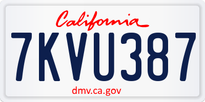 CA license plate 7KVU387