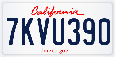CA license plate 7KVU390