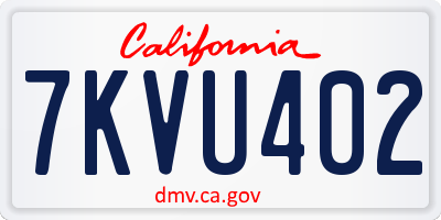 CA license plate 7KVU402