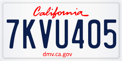 CA license plate 7KVU405