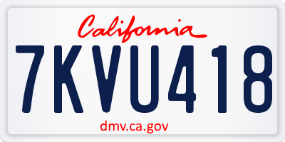 CA license plate 7KVU418