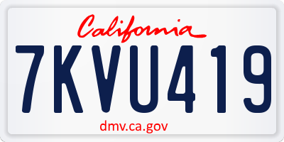CA license plate 7KVU419
