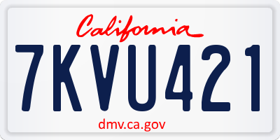 CA license plate 7KVU421