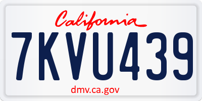 CA license plate 7KVU439