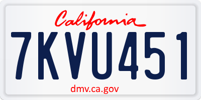 CA license plate 7KVU451