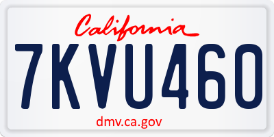 CA license plate 7KVU460