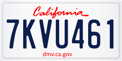 CA license plate 7KVU461
