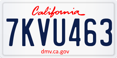 CA license plate 7KVU463
