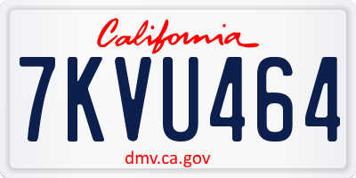 CA license plate 7KVU464