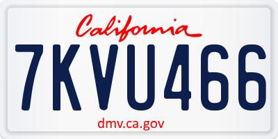CA license plate 7KVU466