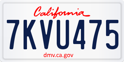 CA license plate 7KVU475