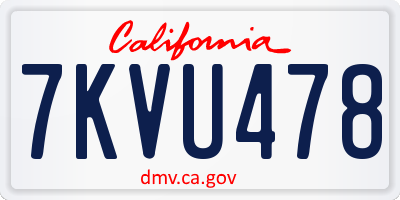 CA license plate 7KVU478