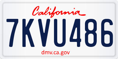 CA license plate 7KVU486