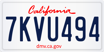 CA license plate 7KVU494