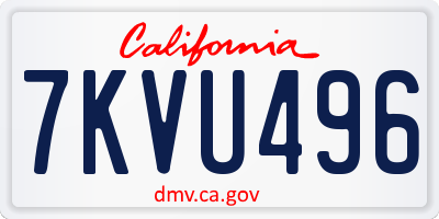 CA license plate 7KVU496