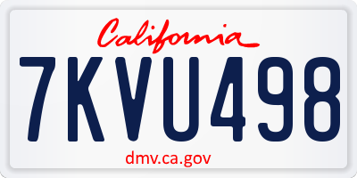 CA license plate 7KVU498