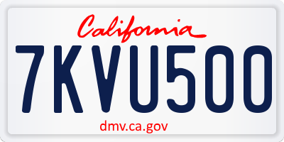 CA license plate 7KVU500