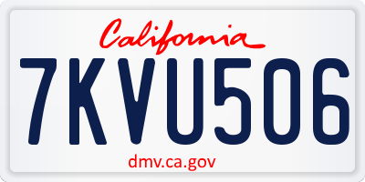CA license plate 7KVU506