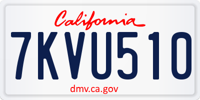 CA license plate 7KVU510