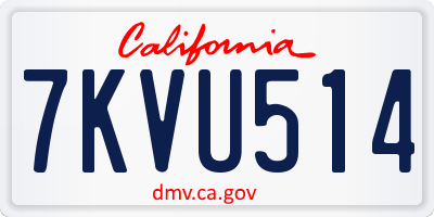 CA license plate 7KVU514