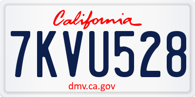 CA license plate 7KVU528