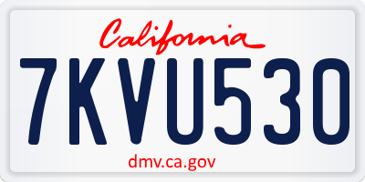 CA license plate 7KVU530