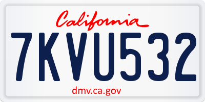 CA license plate 7KVU532