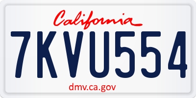 CA license plate 7KVU554