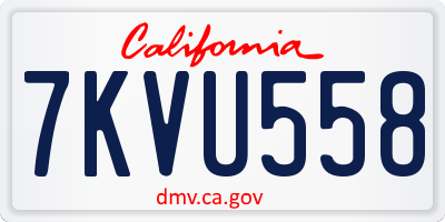 CA license plate 7KVU558