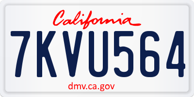 CA license plate 7KVU564
