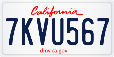 CA license plate 7KVU567