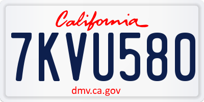 CA license plate 7KVU580