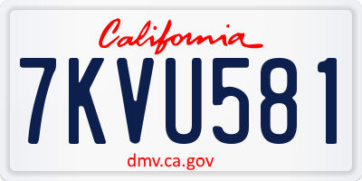 CA license plate 7KVU581