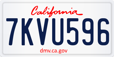 CA license plate 7KVU596