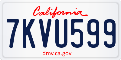 CA license plate 7KVU599